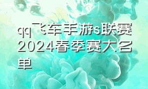 qq飞车手游s联赛2024春季赛大名单