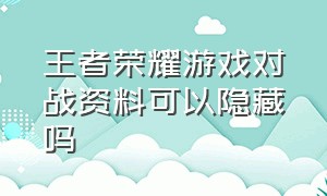 王者荣耀游戏对战资料可以隐藏吗