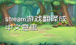 stream游戏翻译成中文意思