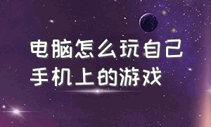 电脑怎么玩自己手机上的游戏