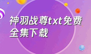 神羽战尊txt免费全集下载