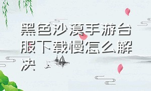 黑色沙漠手游台服下载慢怎么解决