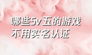 哪些5v五的游戏不用实名认证