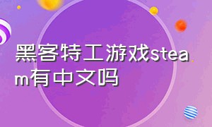 黑客特工游戏steam有中文吗