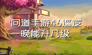 问道手游46巡逻一晚能升几级