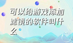 可以给游戏添加滤镜的软件叫什么