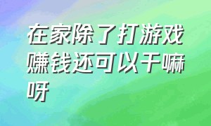 在家除了打游戏赚钱还可以干嘛呀