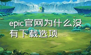 epic官网为什么没有下载选项