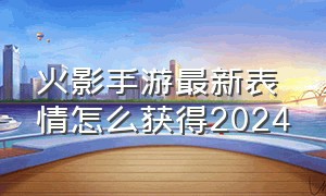 火影手游最新表情怎么获得2024