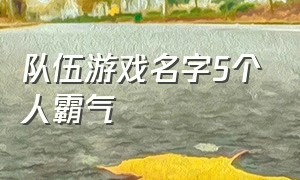 队伍游戏名字5个人霸气