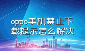 oppo手机禁止下载提示怎么解决