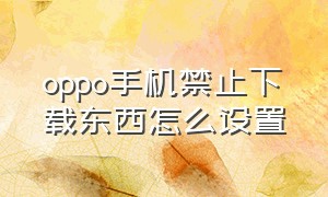 oppo手机禁止下载东西怎么设置