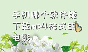 手机哪个软件能下载mp4格式的电影