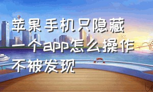 苹果手机只隐藏一个app怎么操作不被发现