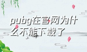 pubg在官网为什么不能下载了