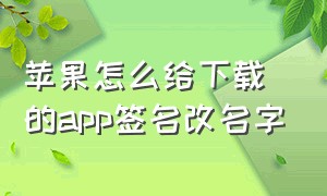 苹果怎么给下载的app签名改名字