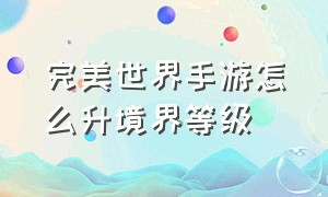 完美世界手游怎么升境界等级