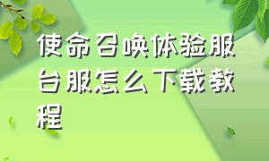 使命召唤体验服台服怎么下载教程