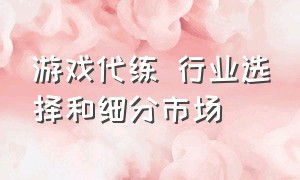 游戏代练 行业选择和细分市场