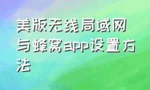 美版无线局域网与蜂窝app设置方法