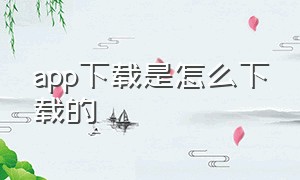 app下载是怎么下载的