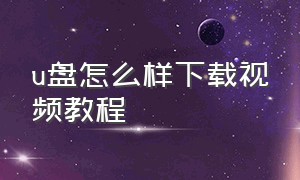 u盘怎么样下载视频教程