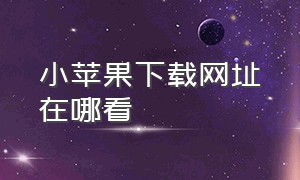 小苹果下载网址在哪看