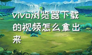 vivo浏览器下载的视频怎么拿出来