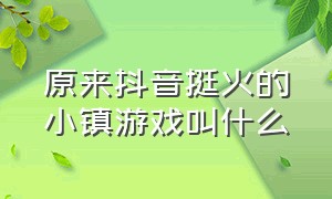 原来抖音挺火的小镇游戏叫什么