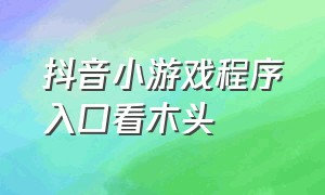 抖音小游戏程序入口看木头