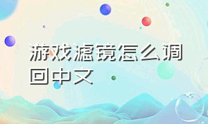 游戏滤镜怎么调回中文