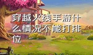 穿越火线手游什么情况不能打排位