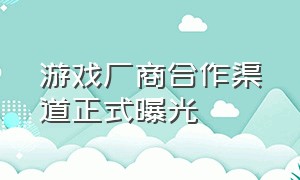 游戏厂商合作渠道正式曝光