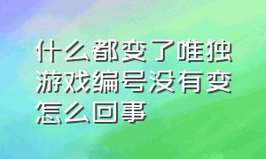 什么都变了唯独游戏编号没有变怎么回事