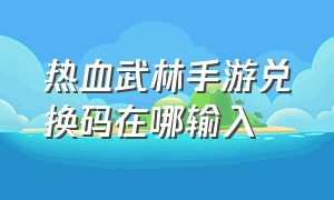 热血武林手游兑换码在哪输入