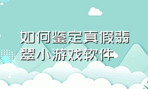 如何鉴定真假翡翠小游戏软件