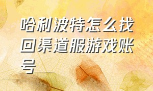 哈利波特怎么找回渠道服游戏账号