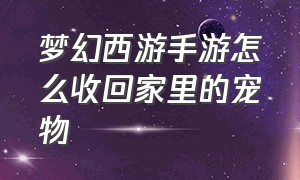 梦幻西游手游怎么收回家里的宠物