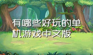 有哪些好玩的单机游戏中文版