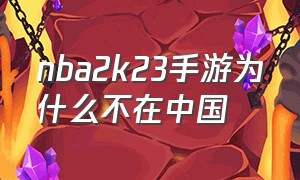 nba2k23手游为什么不在中国