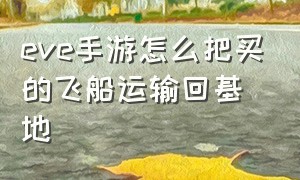 eve手游怎么把买的飞船运输回基地