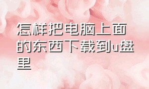 怎样把电脑上面的东西下载到u盘里