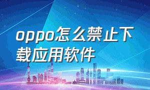 oppo怎么禁止下载应用软件