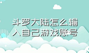 斗罗大陆怎么输入自己游戏账号