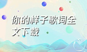 你的样子歌词全文下载