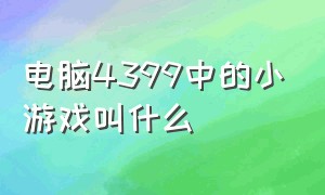 电脑4399中的小游戏叫什么