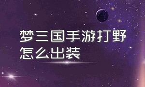 梦三国手游打野怎么出装