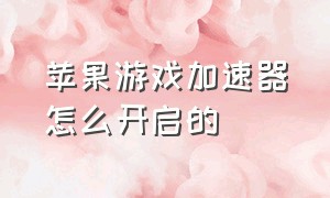 苹果游戏加速器怎么开启的