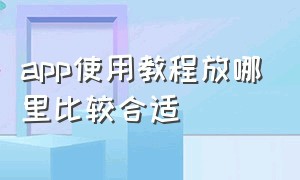 app使用教程放哪里比较合适