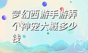 梦幻西游手游弄个神宠大概多少钱